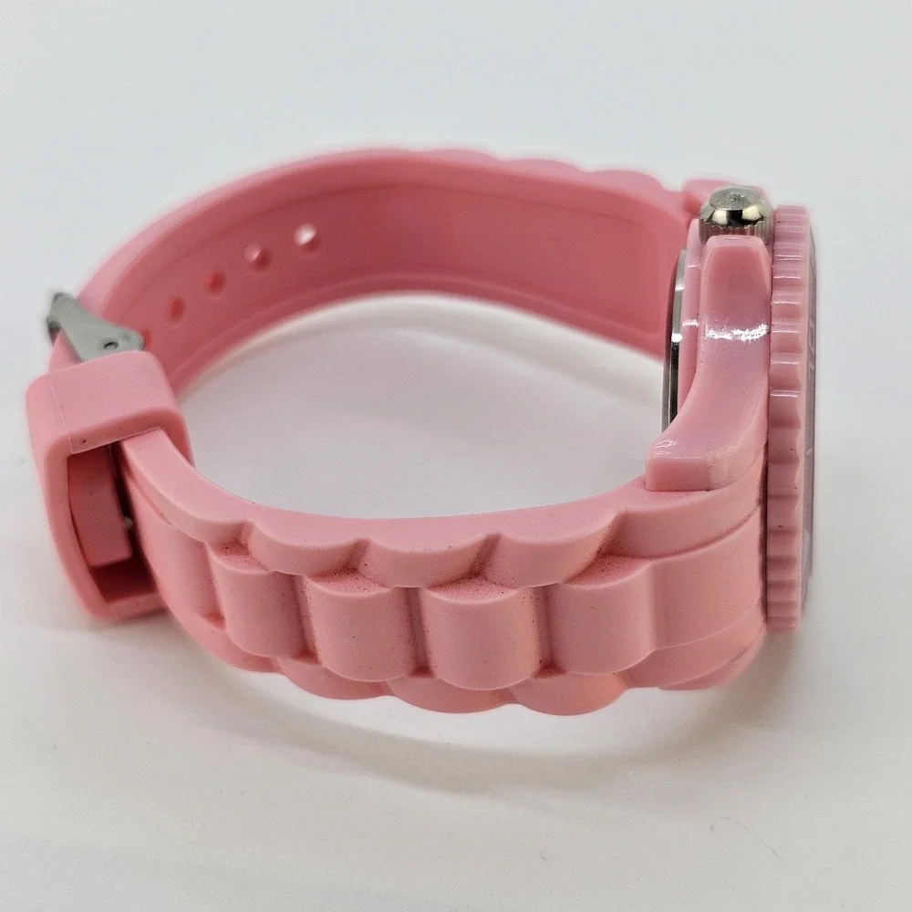 Women's Watch 36MM White Pink Dial Pink Plastic Bands NEW Battery